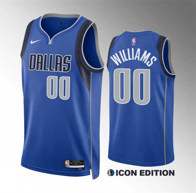 Men%27s Dallas Mavericks #00 Brandon Williams Blue Icon Edition Stitched Basketball Jersey Dzhi